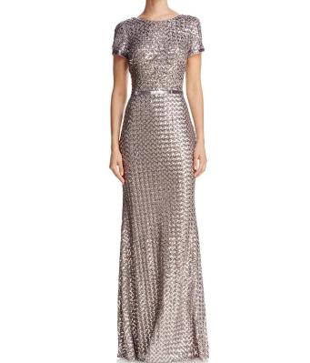 Belted Sequin Gown