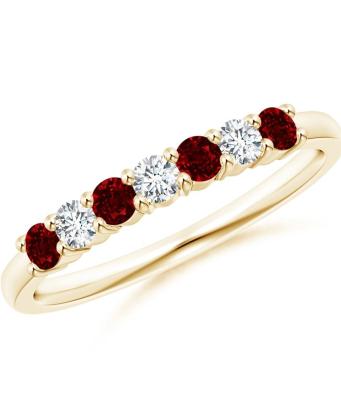 Half Eternity Seven Stone Ruby and Diamond Wedding Ring