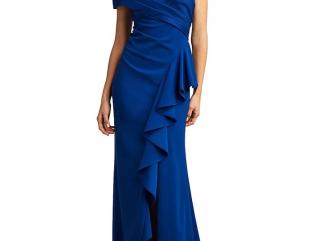 Shoji Asymmetrical Ruffled Crepe Gown up to 25% off