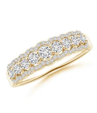 Scalloped-Edge Diamond Nine Stone Anniversary Ring