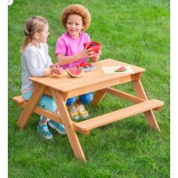 Wooden 2-in-1 Picnic Table Sensory Play Station!