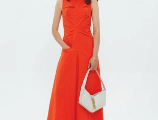 Bevza Petal Dress Carrot Red
