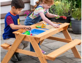 NEW! Wooden 2-in-1 Picnic Table Sensory Play Station!