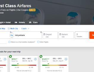 Save on First Class Airfares. Save up to $100◊ Off our Fees on First Class Flights with code FC100