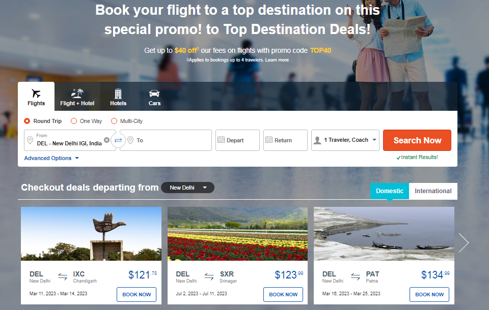 Book your flight to a top destination on this special promo! Get up to $40◊ off with promo code TO