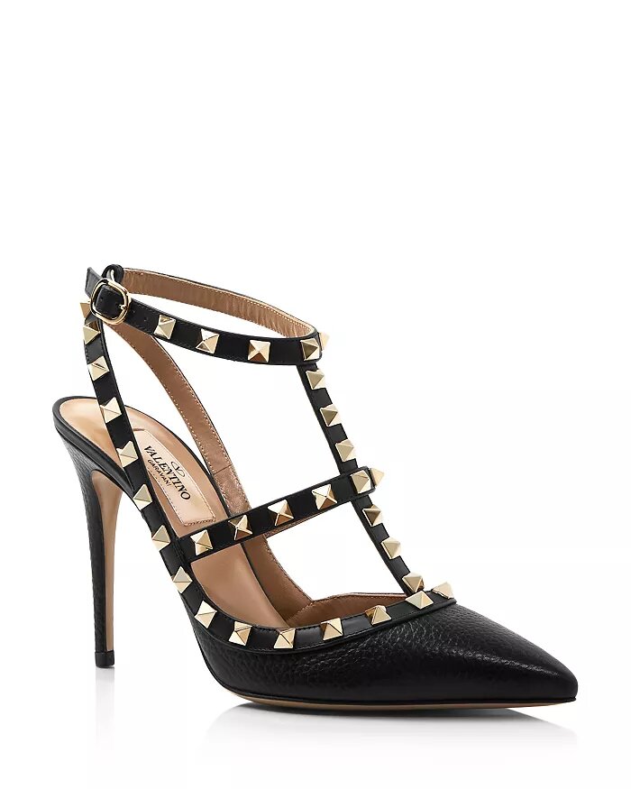 Women's Rockstud Cage Leather Pumps with Studs