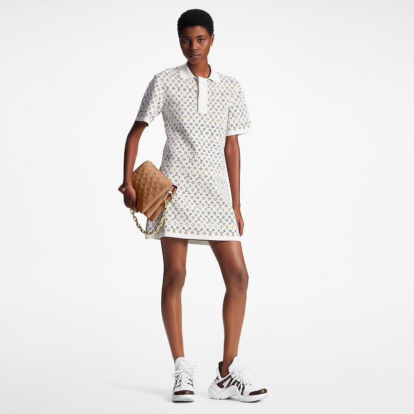 LOUIS VUITTON Python-Effect Monogram Jacquard Polo Dress