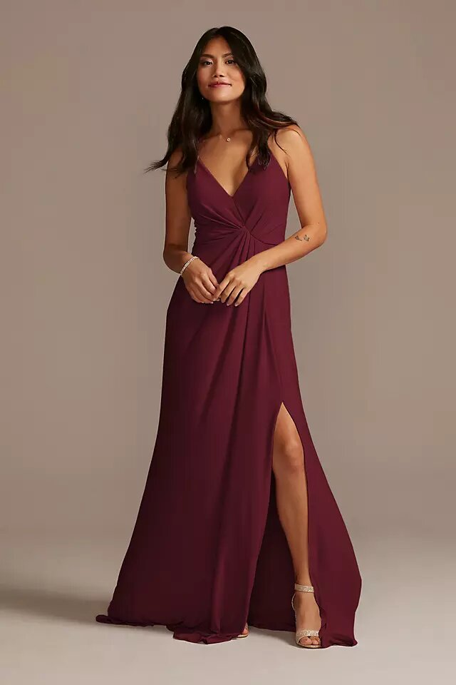 Jersey A-Line Bridesmaid Dress with Knot Detail