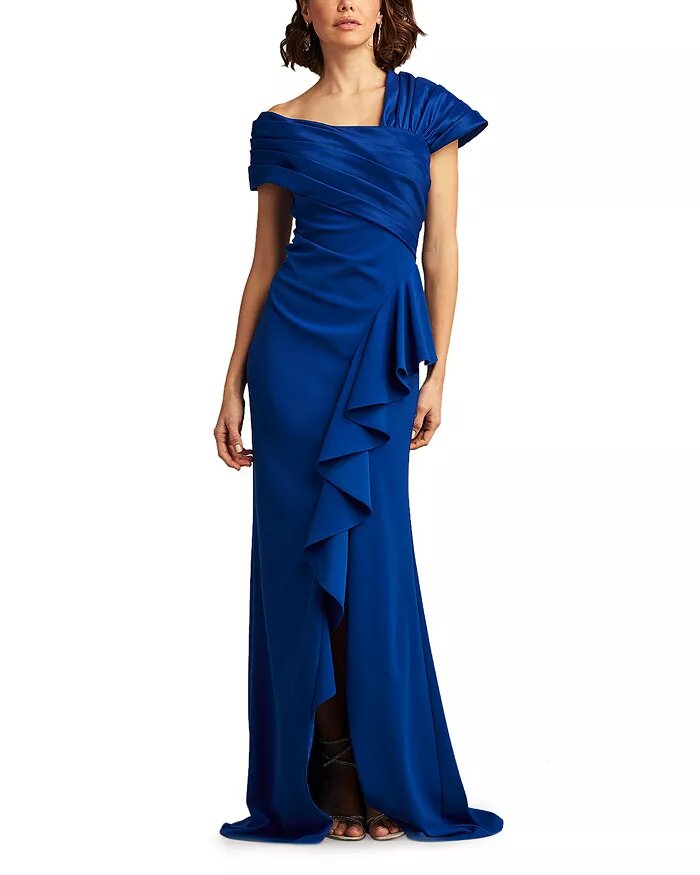 Shoji Asymmetrical Ruffled Crepe Gown up to 25% off