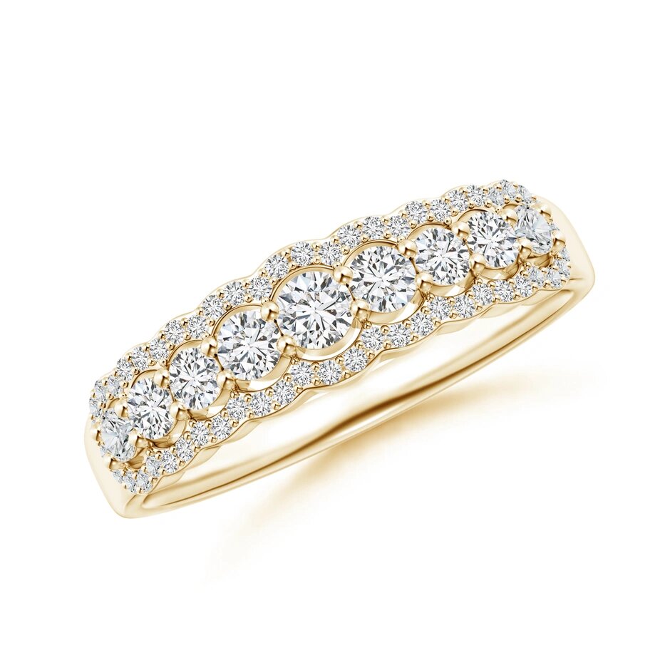 Scalloped-Edge Diamond Nine Stone Anniversary Ring