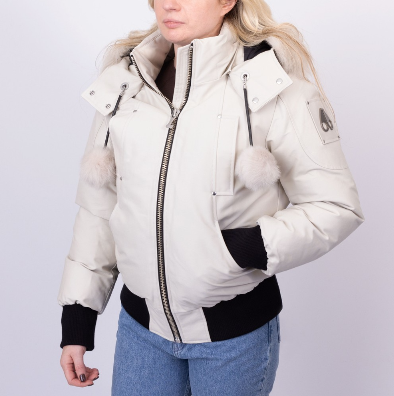 Moose Knuckles Women’s Debbie Bomber Neoshear in Alabaster