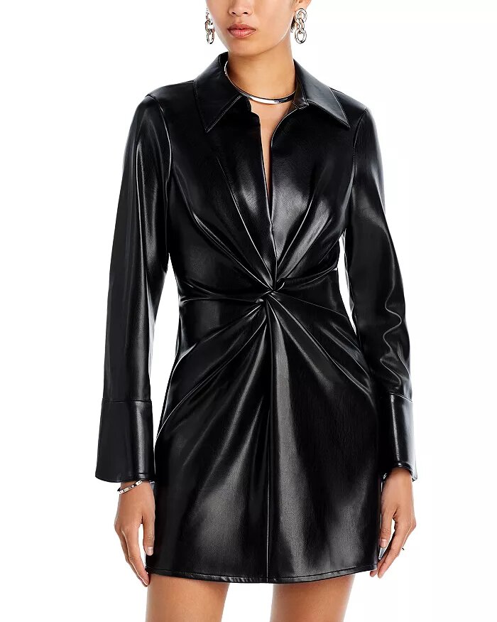 Mckenna Faux Leather Mini Dress Up to 40% Off