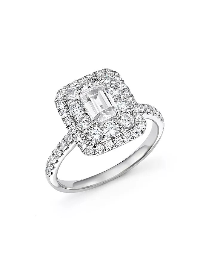 Emerald-Cut Certified Diamond Engagement Ring in 14K White  25% OFF DISCOUNT