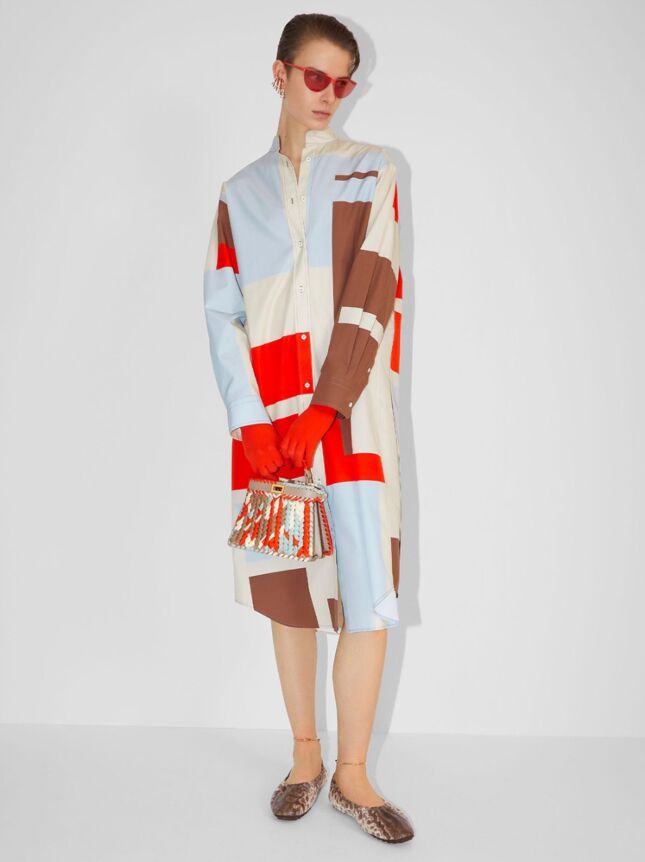 Multicolor Printed Poplin Dress