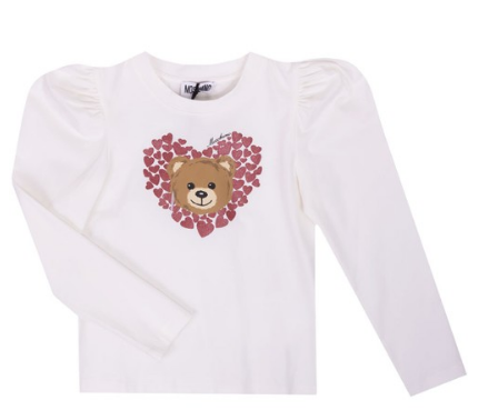 Girls Off-White Multi Heart Bear T Shirt