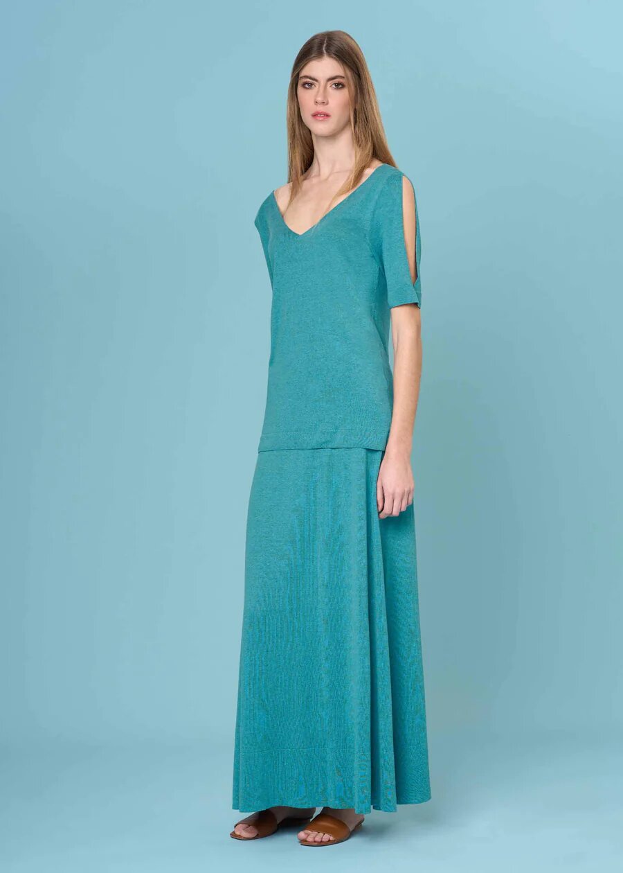 Silk and linen V-neck sweater