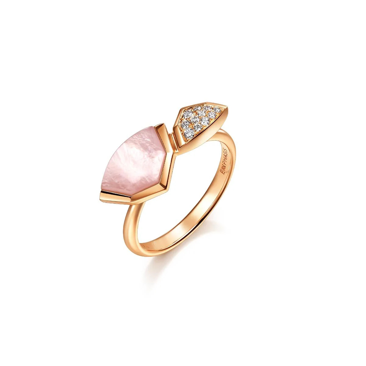 Harmony 18K Rose Gold Diamond Ring with Pink Mother of Pearl