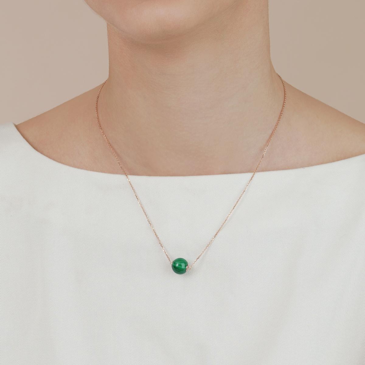 18K Rose Gold Malachite Necklace