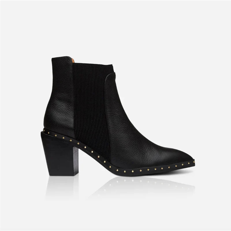 Georgie Chelsea Boot in Black with Gold Hardware