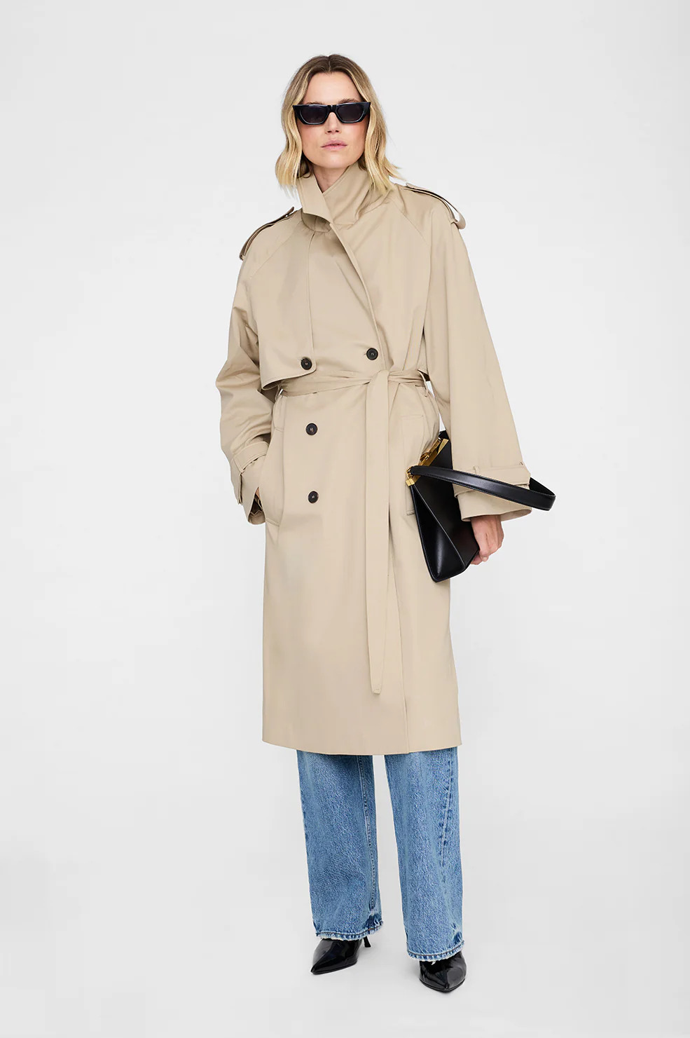 Rickie Maxi Trench Coat for Women – Classic Oversized Cotton Trench