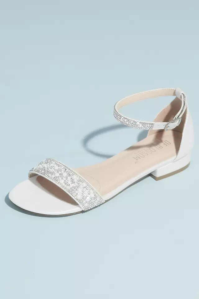 Crystal Embellished Straps Flat Satin Sandals