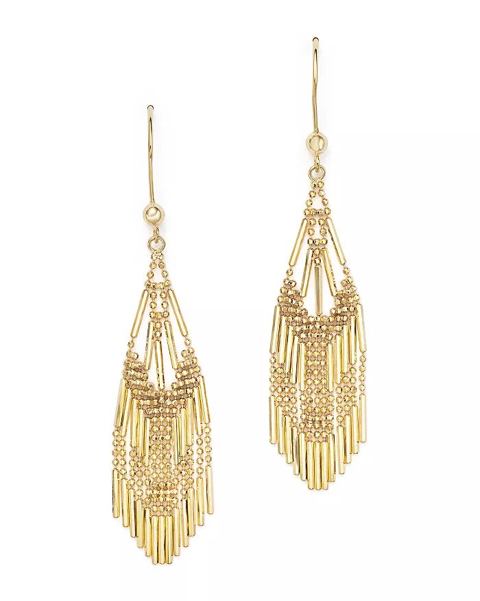 14K Yellow Gold Beaded Dangle Earrings up to 25% off