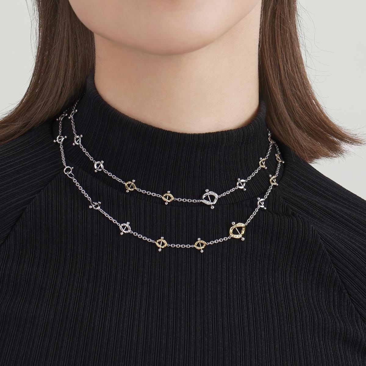 18K Yellow & White Gold Diamond Necklace – Two-Tone Curb Design