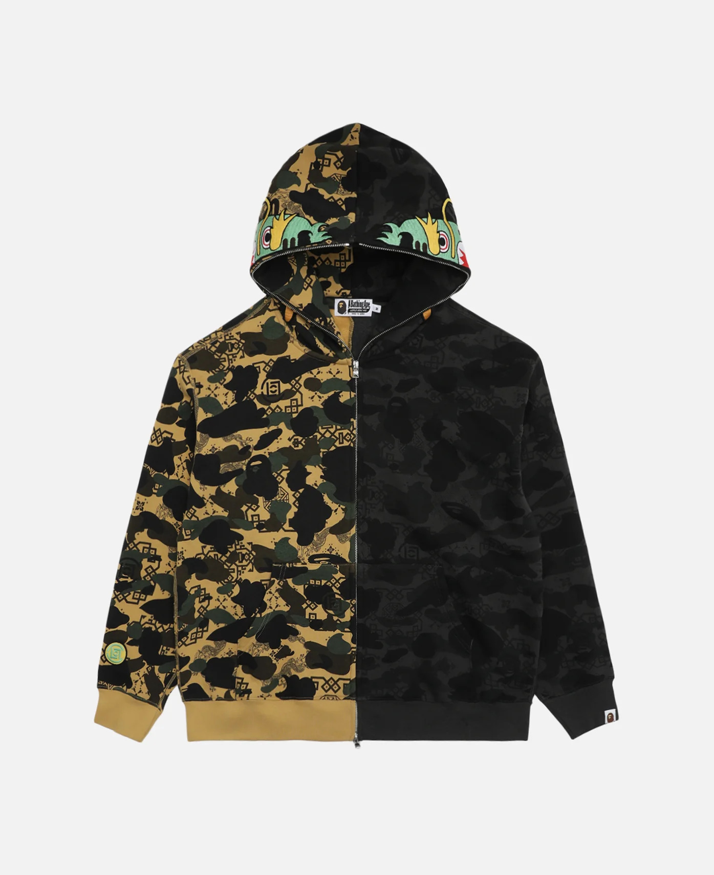 Camo Split Shark Relaxed Fit Full Zip Hoodie – Camo Streetwear Style