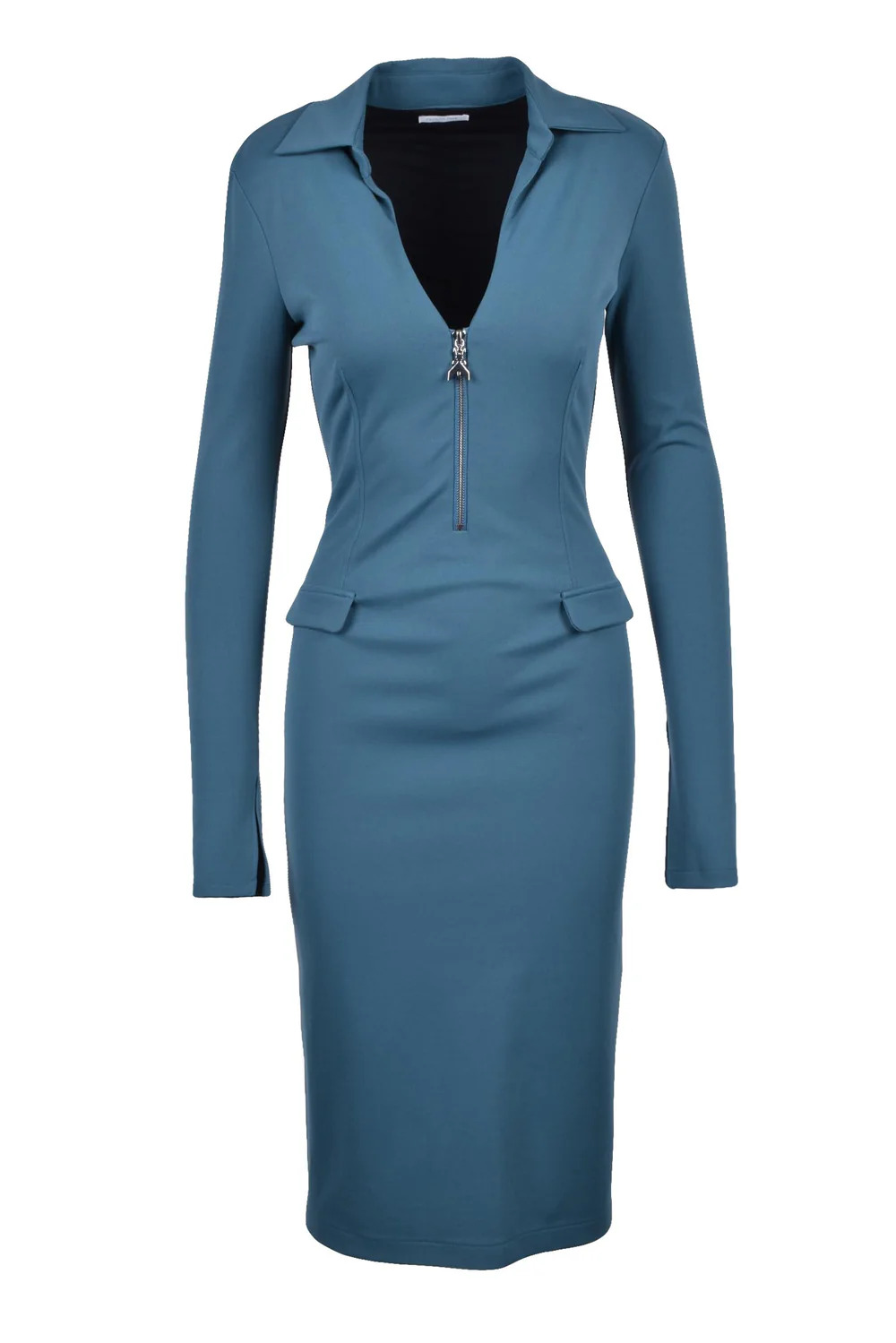 Patrizia Pepe Stretch Long Dress in Petrol