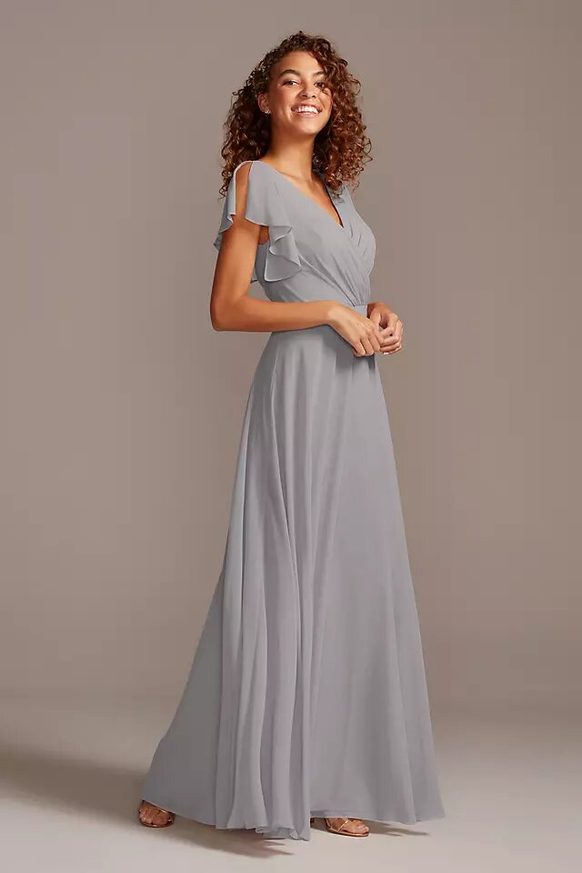 Bridesmaid Dress with Flutter Sleeve Full Skirt