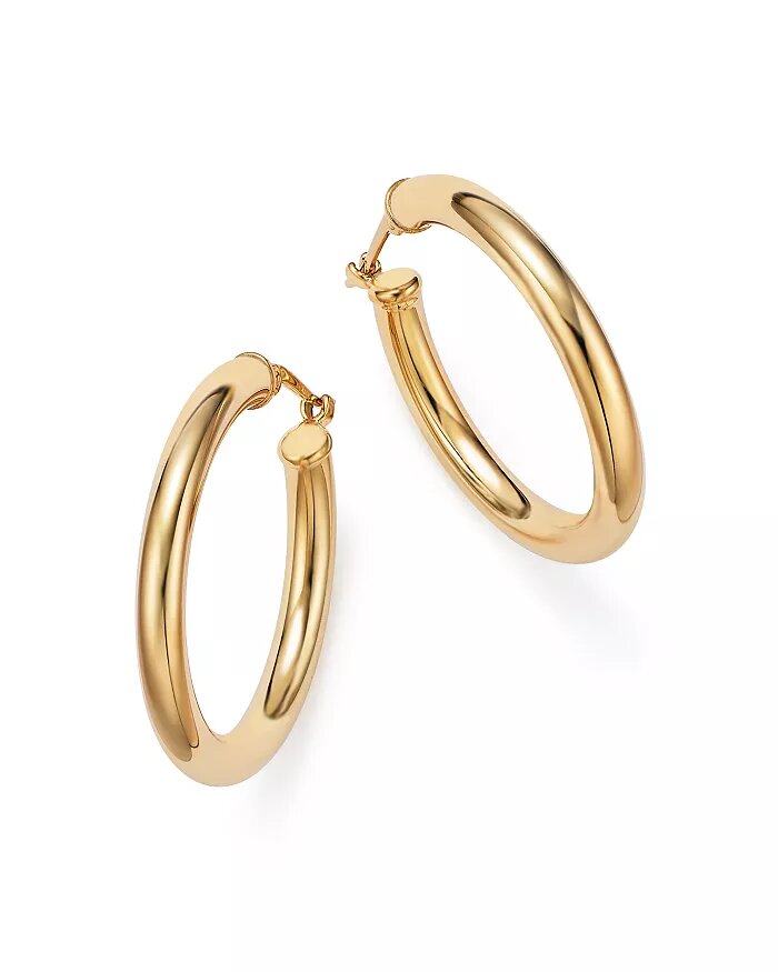 14K Yellow Gold Tube Hoop Earrings  up to 25% off
