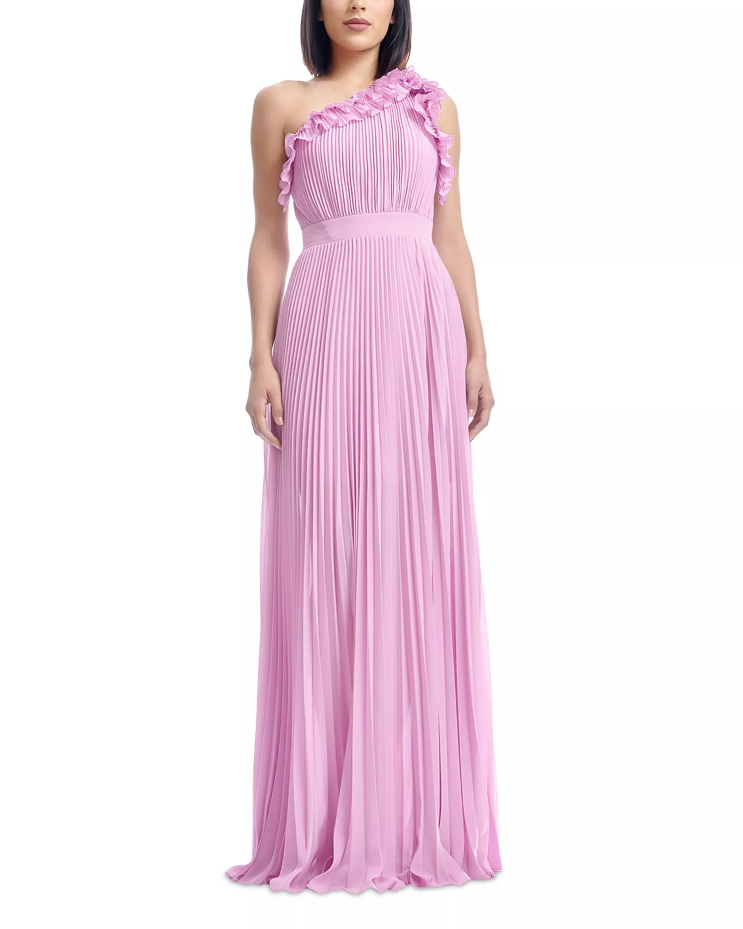Dress the Population Vida Asymmetric Pleated Gown
