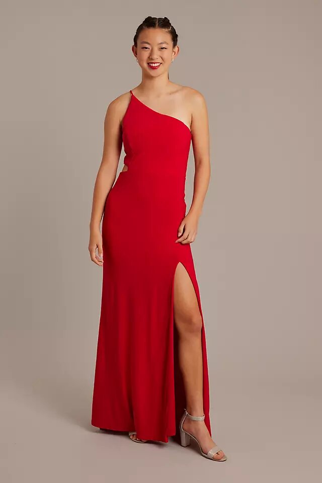 One Shoulder Jersey Gown with Cutout