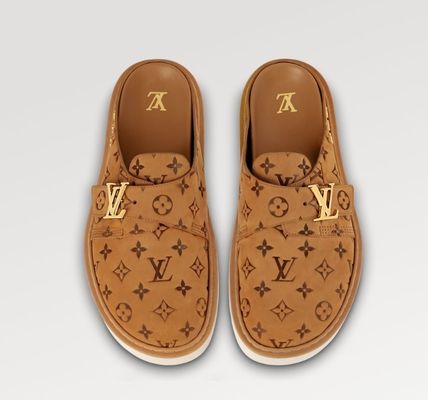 Monogram Unisex Street Style Leather Logo Sandals