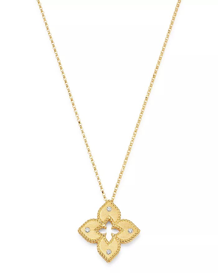 18K Yellow Gold Petite Venetian Princess Diamond Pendant Necklace up to 20% off