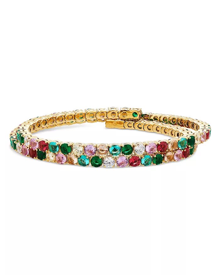 Bubbly Mixed Stone Coil Bracelet in 18K Gold Plated