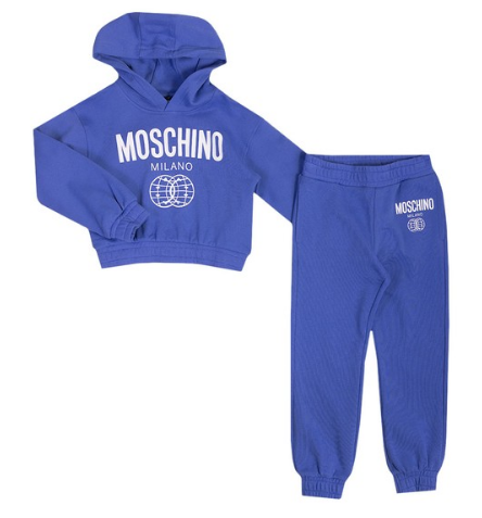 Girls Blue Smiley Cropped Hooded Tracksuit