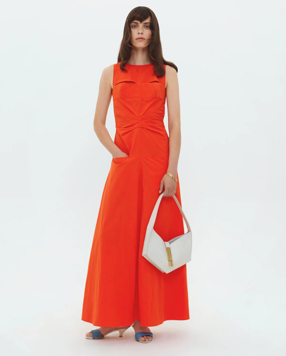 Bevza Petal Dress Carrot Red
