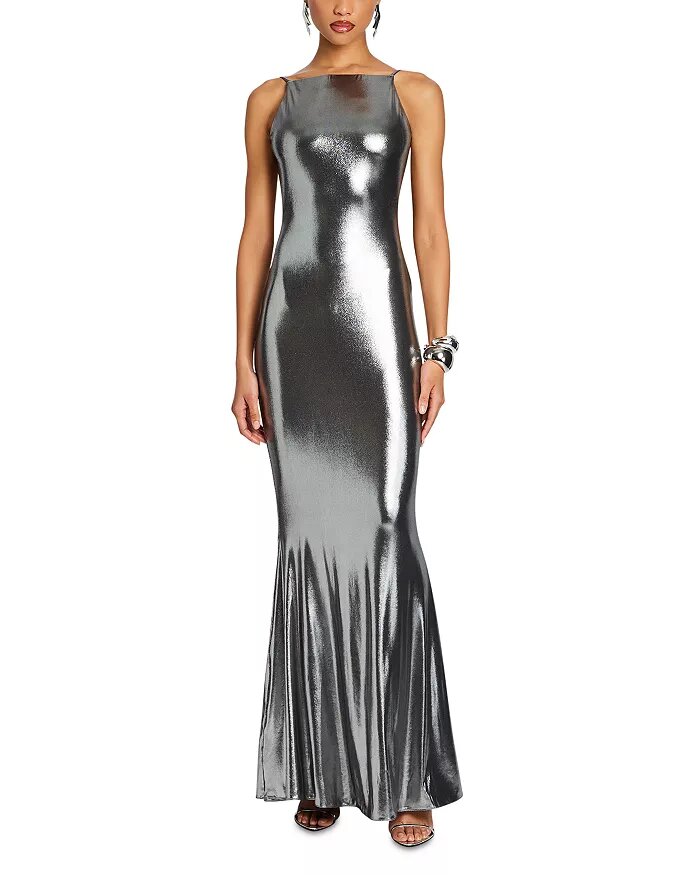 Romilly Metallic Open Back Gown