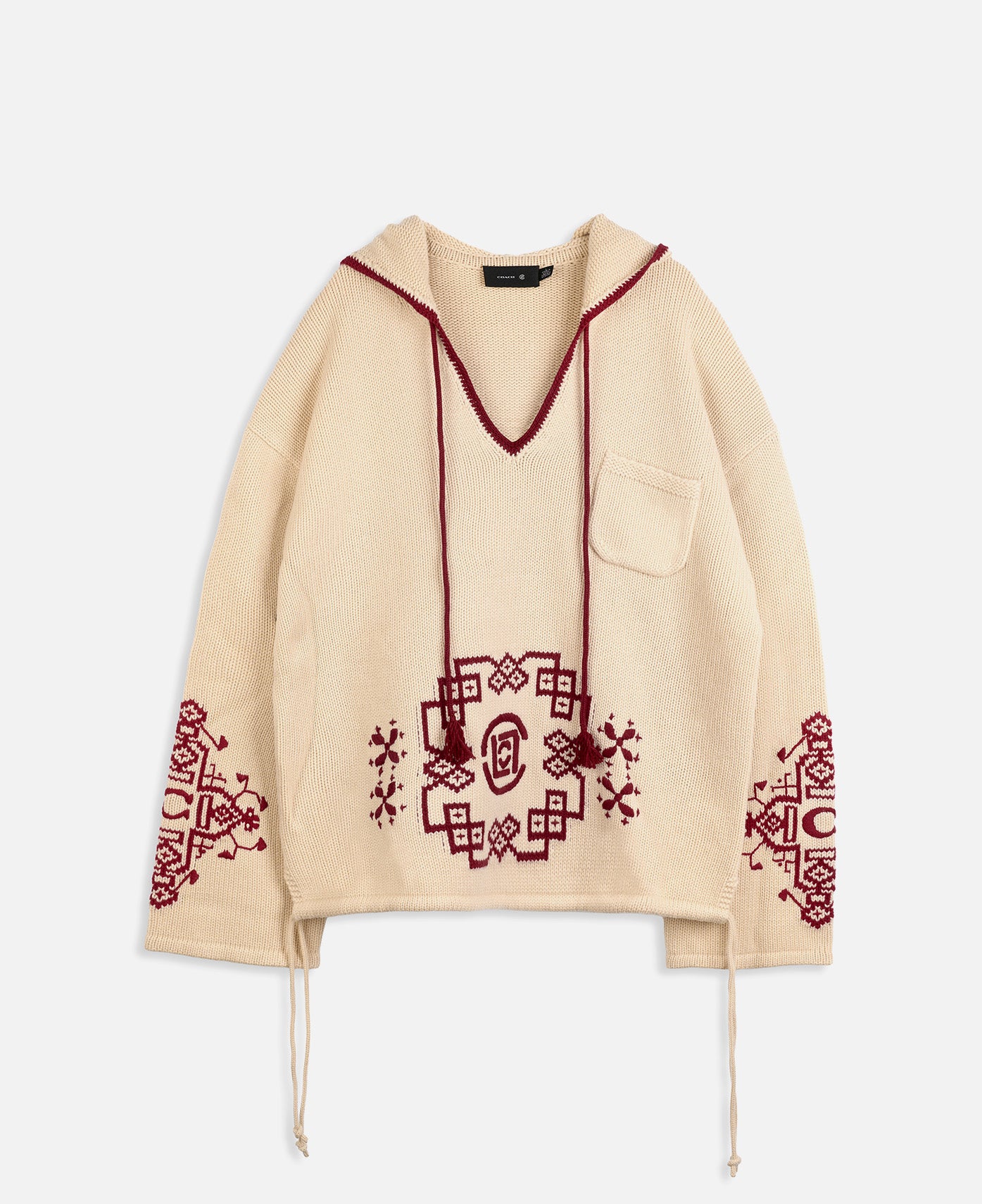 Coach x Clot Relaxed Intarsia Hoodie in Beige – Designer Streetwear