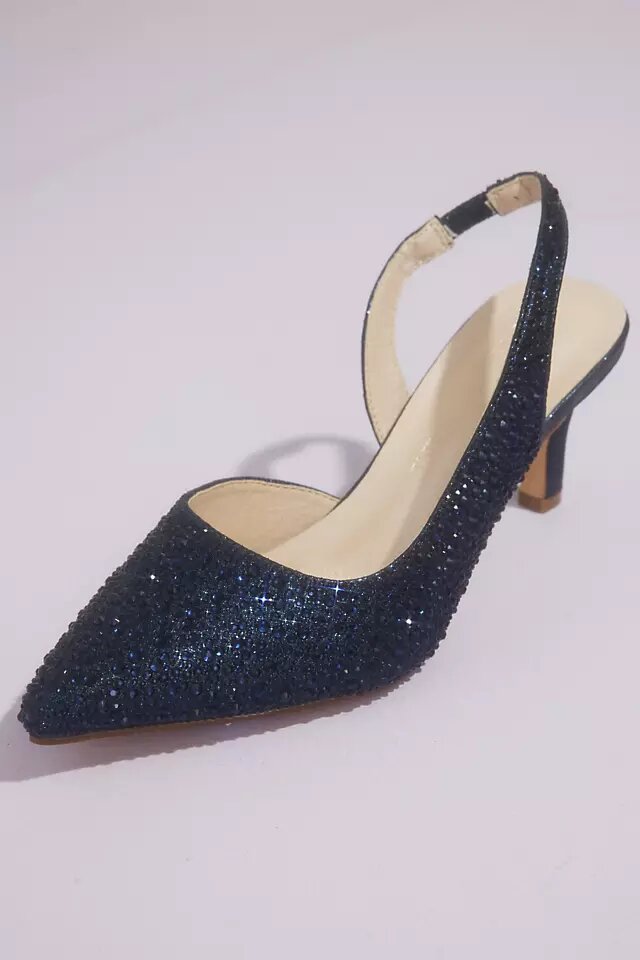 Rhinestone Embellished Pointed Toe Sling Back Heels $90 Shipped