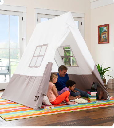 NEW! 7-Foot A-Frame Tent with Sturdy Metal Poles & LED String Lights Set!