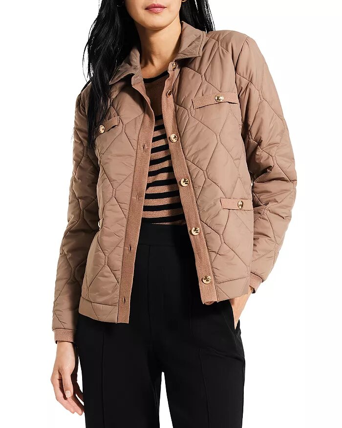 Knit Trim Quilted Jacket