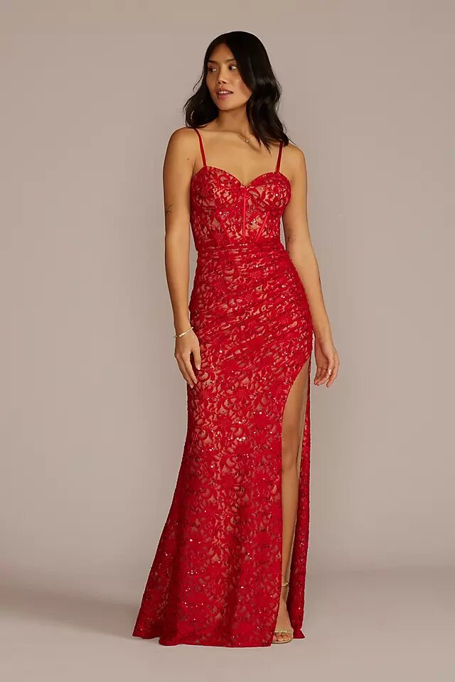 Allover lace corset sheath with side slit  $240 Shipped