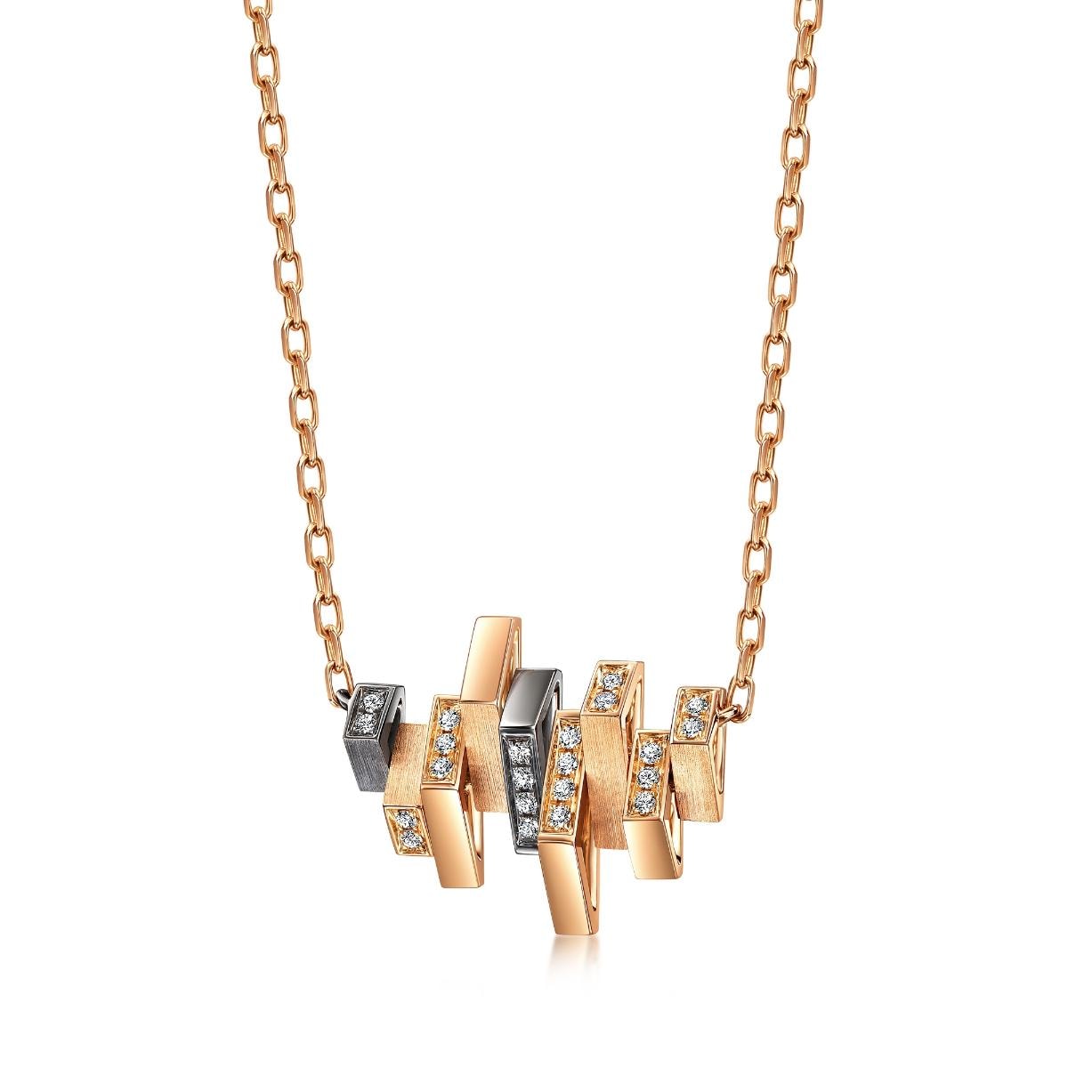 18K Red & Black Gold Diamond Necklace